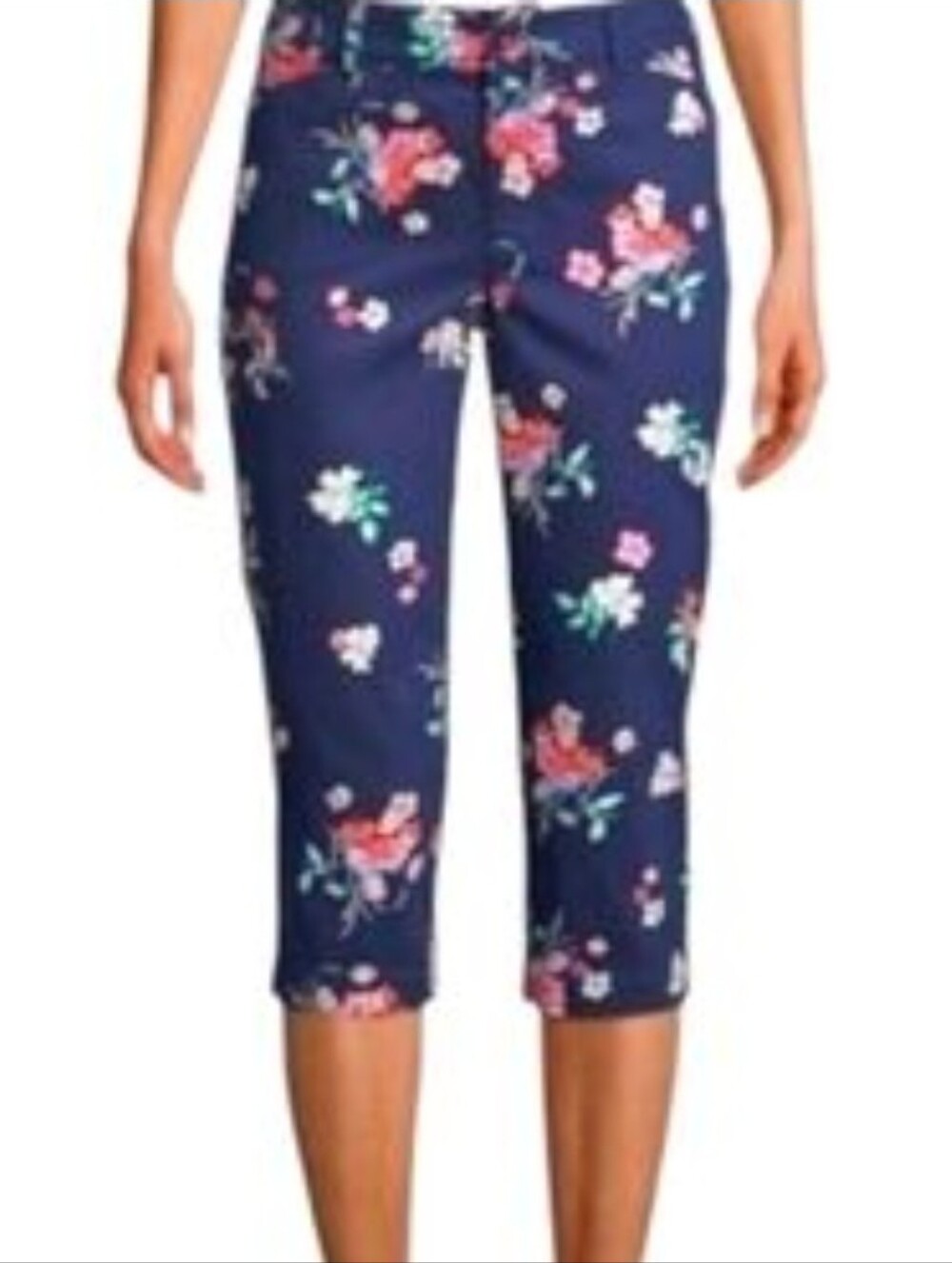 Womens Plus Size St Johns Bay Navy Floral Capris